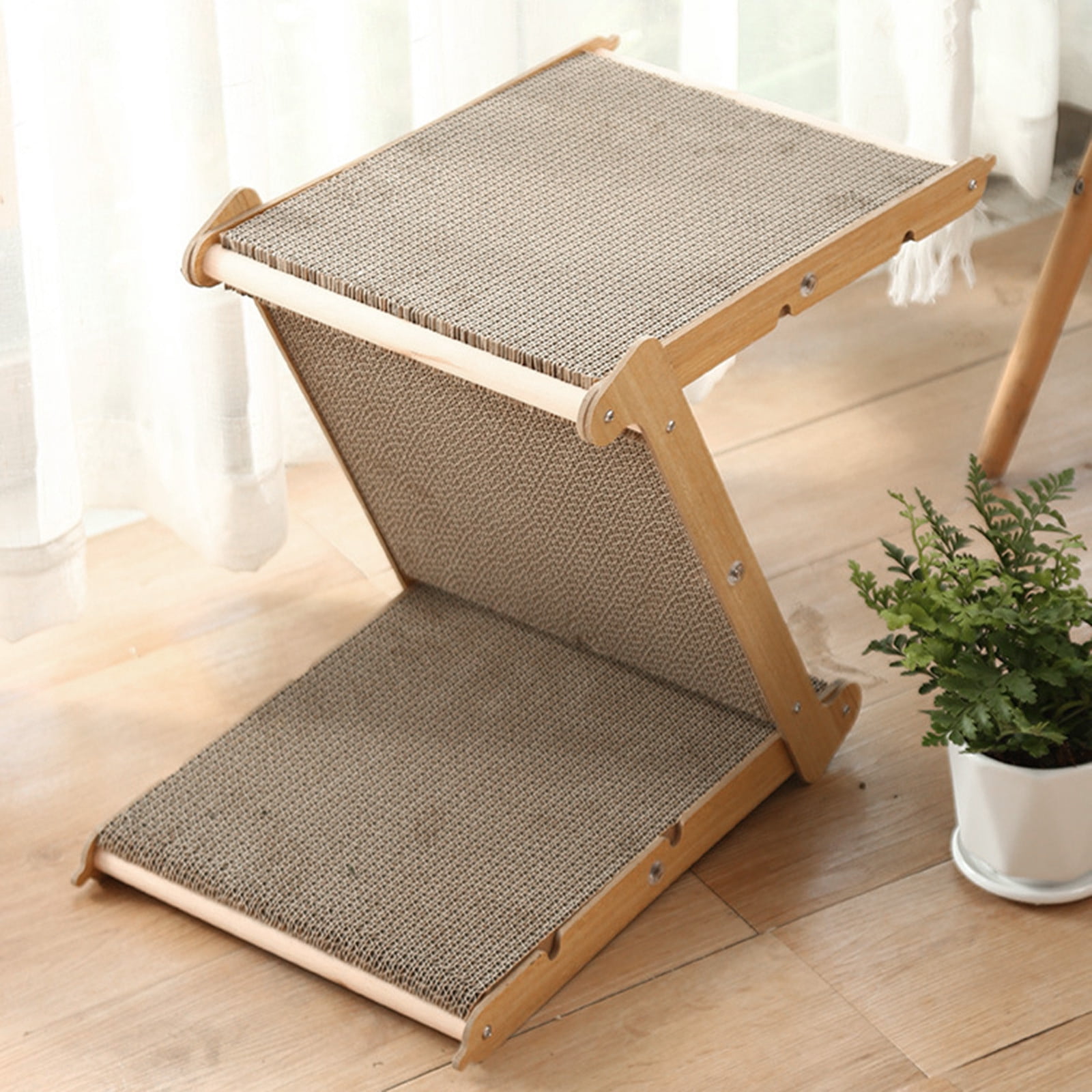 Cat Scrather Cat Scratching Board - Foldable Triangle cat scratch pad, 6 Usable Sides Cat Scratchers for Indoor Cats, Durable Recyclable Cat Scratcher Cardboard Vertical