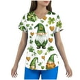 thumbnail image 3 of Feancey Holiday Scrubs for Women Plus Size St. Patrick's Day Scrub Tops Lucky Irish Shamrock Print Working T-Shirts Loose Fit Casual Short Sleeve V Neck Nursing Uniforms Green L, 3 of 6