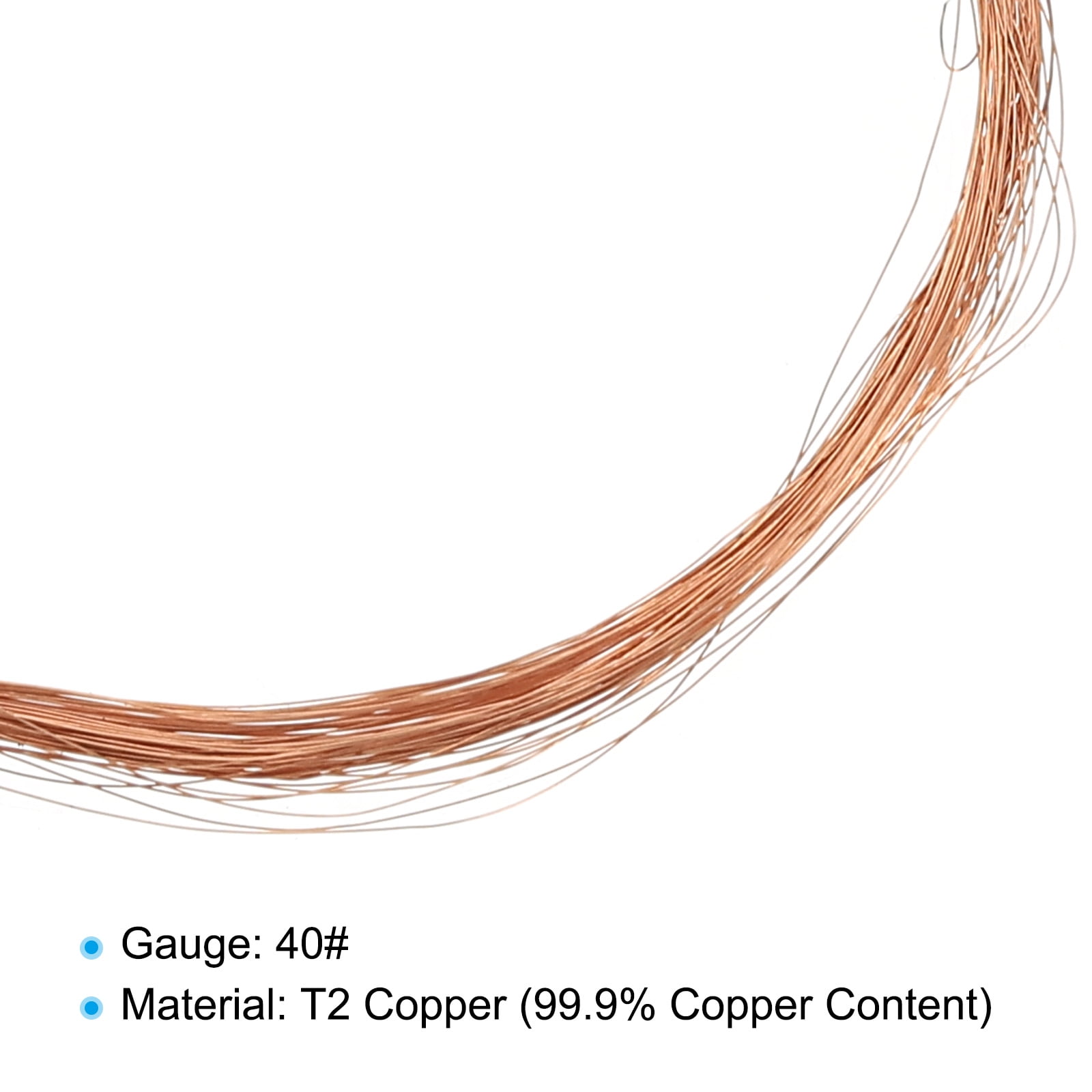 Uxcell 33 Feet Solid Bare Copper Wire 40 Gauge 99.9% Pure Copper Wire 0.08mm Dia Soft Beading Wire for Garden Branches