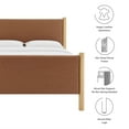 thumbnail image 4 of Platform Bed Frame, King, Oak Tan, Faux Leather, Hotel Bedroom, Modern Contemporary, HB38201, 4 of 9