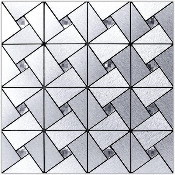 10-Sheet Peel and Backsplash Mosaic Tiles for Kitchen Wall Decor, Composite Tiles Stikers, Windmill Puzzle Glass Mixed