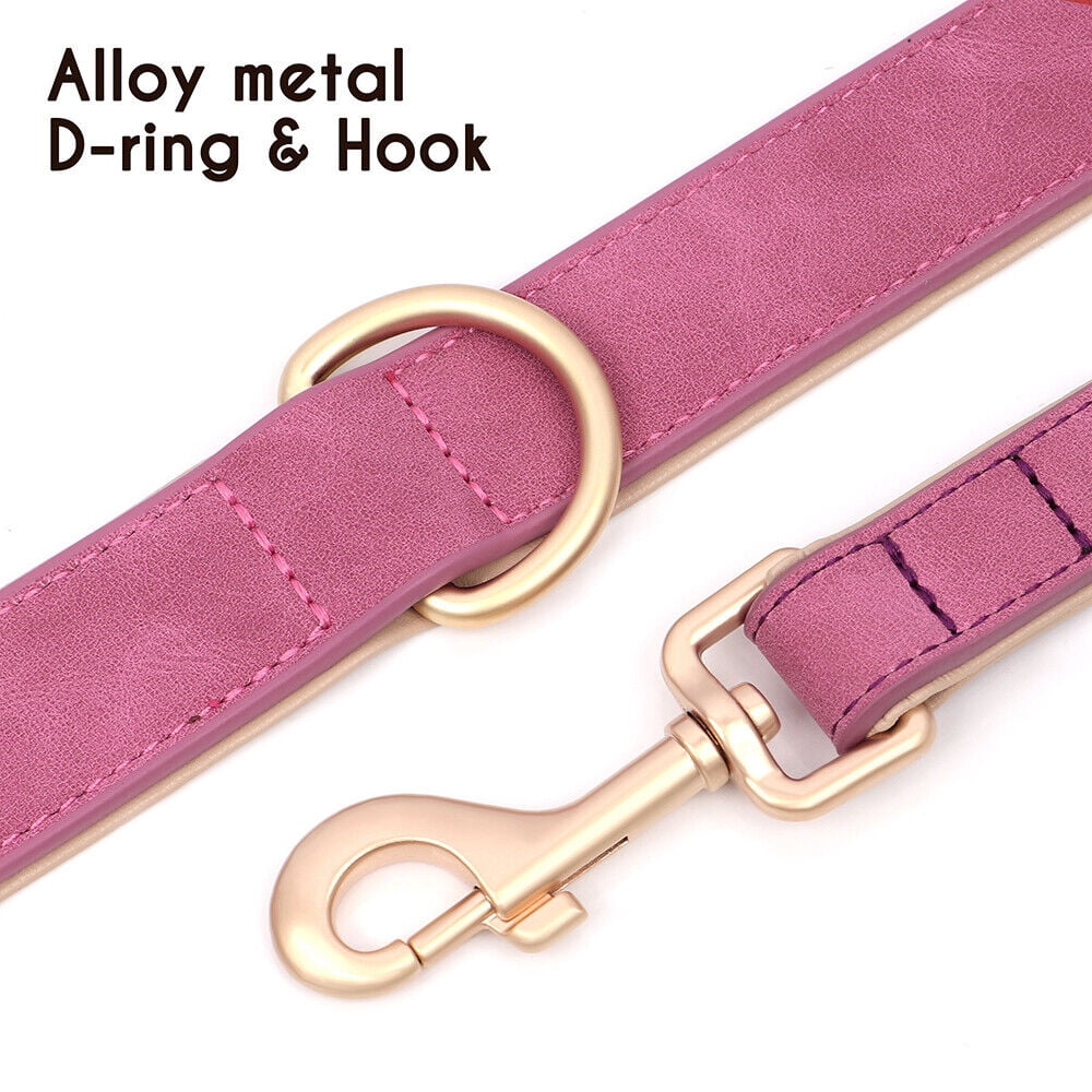 Pet Artist PU Leather Dog Collar and Leash set Soft Padded Adjustable for Pets S-XL
