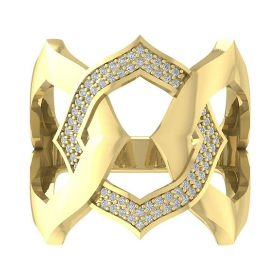 ARAIYA FINE JEWELRY 10K Yellow Gold Lab-Grown Diamond Anniversary Ring (1/3 cttw Round-shape Lab-Grown Diamonds (D-F Color, VS Clarity) Size 8