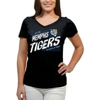 Memphis Tigers Scatter Doodle Women'S/Juniors Team Short Sleeve V Neck Tee Shirt