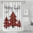 thumbnail image 1 of Rideaux de Douche Arbre de Noël Rouge, Rideau Réutilisable avec Crochets en Tissu Polyester Vintage pour Salle de Bain Baignoire Vacances d'Automne, 1 of 5