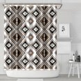 thumbnail image 2 of Extra Long Boho Shower Curtain 72x84 Inches - Vintage Floral & Tropical Leaves Pattern, Waterproof Bohemian Bathroom Decor with 12 Hooks, Tribal Rustic Style, 2 of 5