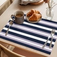thumbnail image 3 of Purple Navy Blue Striped Placemats Set of 4 Abstract Gradient Lines Art Place Mats Indoor Wipeable Table Mats Washable Cloth Dining Table Placemats for Kitchen Holiday Party Home Decor 13x19 Inch, 3 of 9
