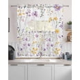 thumbnail image 2 of Purple Floral Blossom Kitchen Curtains Sets 24 Inch Length with Valance, Spring Rustic Botanical Swag Valances and Tiers Curtain Set Drapes Swag Curtains for Living Room, Bathroom, Bedroom, Cafe, 2 of 6