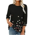 thumbnail image 2 of Ounisa Fall Summer Shirts for Women 3/4 Length Sleeve Crewneck Tops Trendy Loose Casual Printed Three Quarter Cute Blouse, 2 of 6