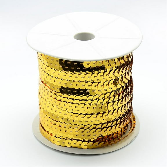 Plastic Paillette Beads Sequins Beads Ornament Accessories Flat Round golden 4mm 100yards/roll