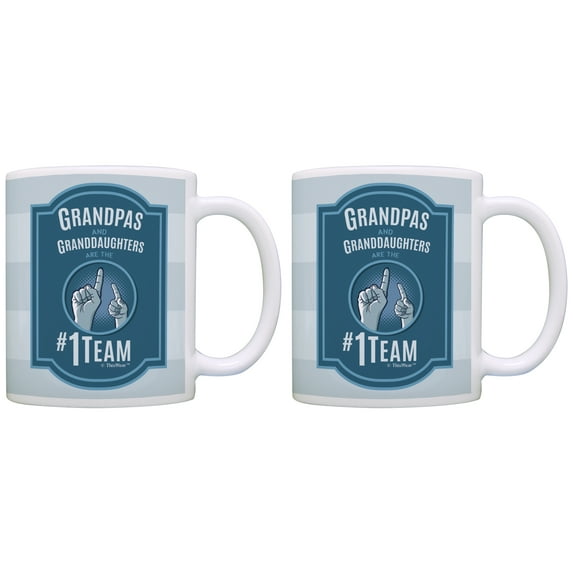 ThisWear Grandpa Granddaughter Gifts Are the #1 Team Grandpa to Be 11 ounce 2 Pack Coffee Mugs Blue