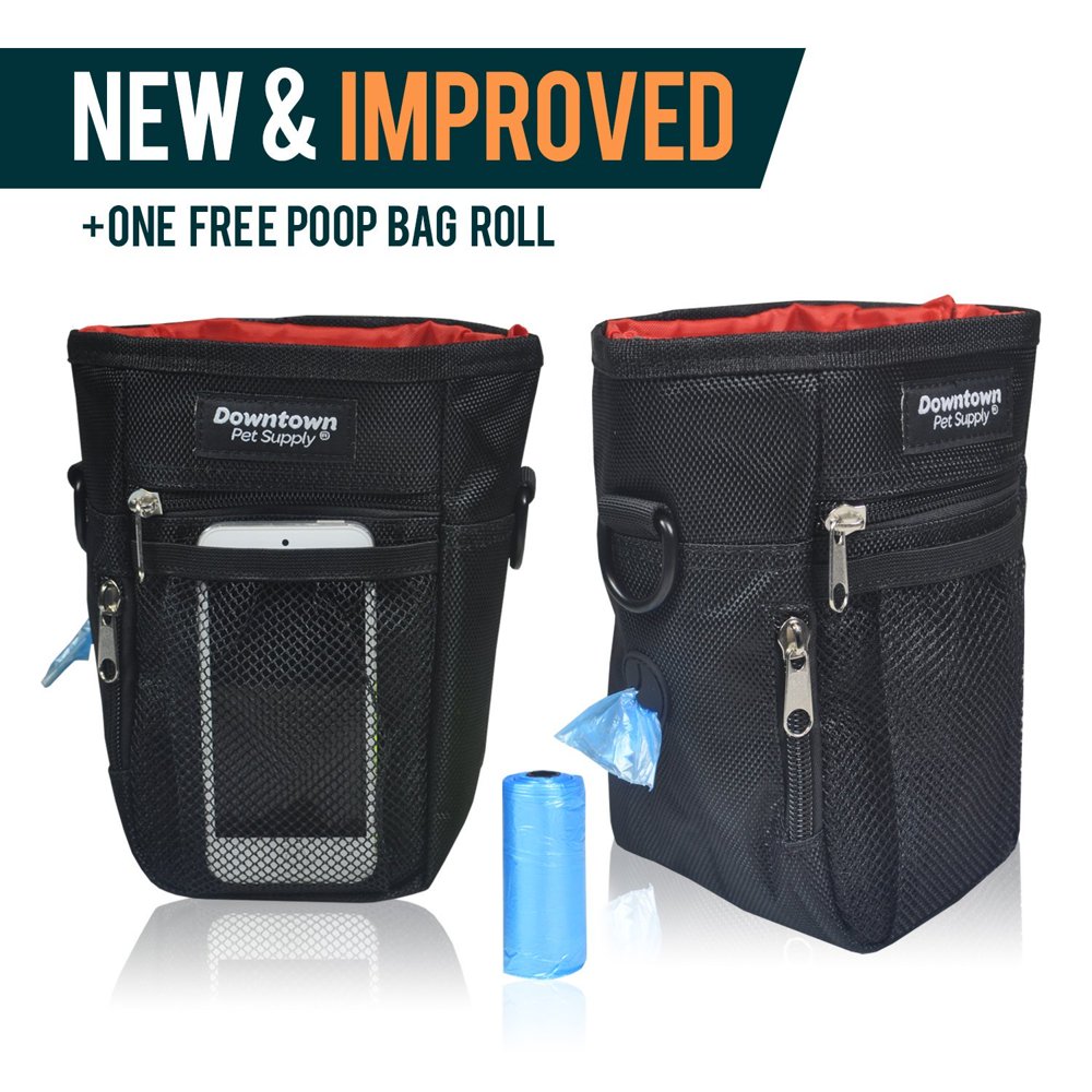 Snap Closure Dog Treat Training Pouch Bag Built in Poop Bag