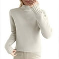 thumbnail image 2 of WRKEKC Women's Pure Wool Cable Knit Pullover Sweater High Neck Thick Warm Long Sleeve Winter Cozy Oversized Sweaters for Women, 2 of 3