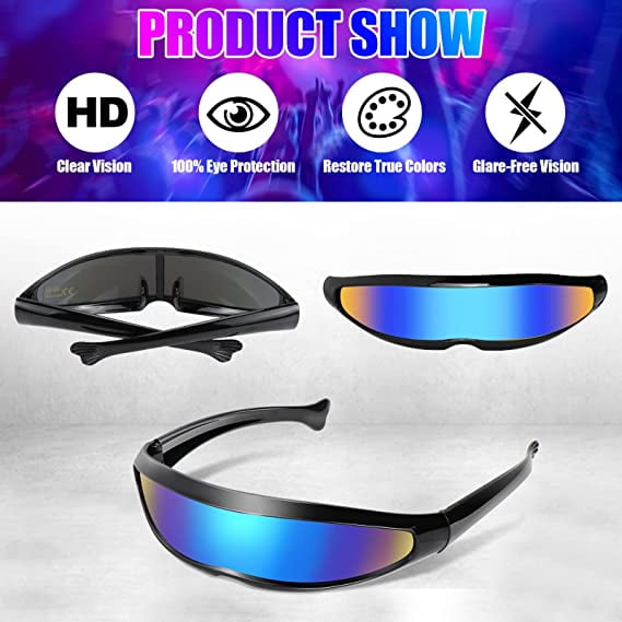 Gafas Futuristas 2 Piezas Gafas De Sol De Cíclope Alienígena Gafas De Sol Geniales De Robot Alienígena Gafas Estrechas Gafas De Sol Futuristas Para Hombres Y Mujeres Perfectas Para Disfraz De Cosplay