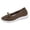 Brown, variant on Women's Knit Round Toe Flat Shoes Bow Decor Breathable Slip on Lightweight Casual Dress Sneakers for Daily Wear Blue Size 8