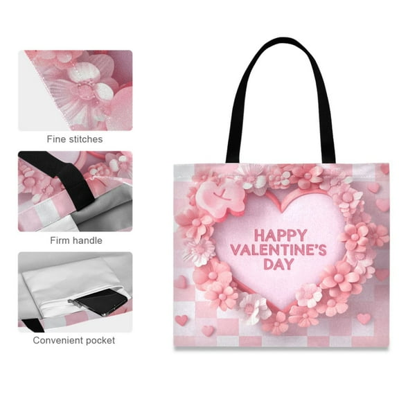 Canvas Tote Bag for Women Girls Design Print Heartfelt Valentine’s Bliss Tote