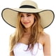thumbnail image 1 of Sun Hats for Women Oversize Wide Brim Straw Beach Hat UV Protection Floppy Foldable Roll-Up Travel Summer Vacation UPF 50+, 1 of 5