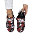 thumbnail image 2 of Womens Round Toe Holiday Canvas Sneakers Halloween Ghost Pattern Elastic Lace Up Flat Daily Casual Shoes Red 42, 2 of 5