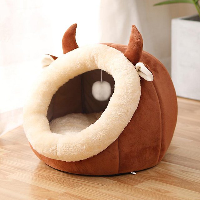 Tal Casa para gatos Casa para gatos Mascotas Cama desmontable suave y cálida Cama para perros Nido para perros con almohada Cueva de franela Casa cueva para gatos Conejo Cama para conejos (gris) M