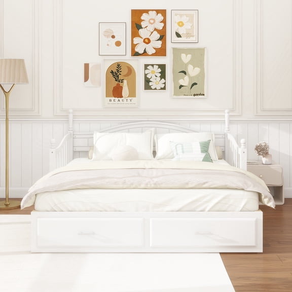 LFSLJJMY Wooden Twin Size Daybed with Twin Size Trundle, Extendable Daybed with Two Storage Drawers,White