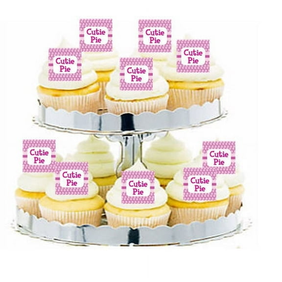 24pk Happy Birthday Happy Baby Cutie Pie Edible Cupcake Decoration Toppers / Picks