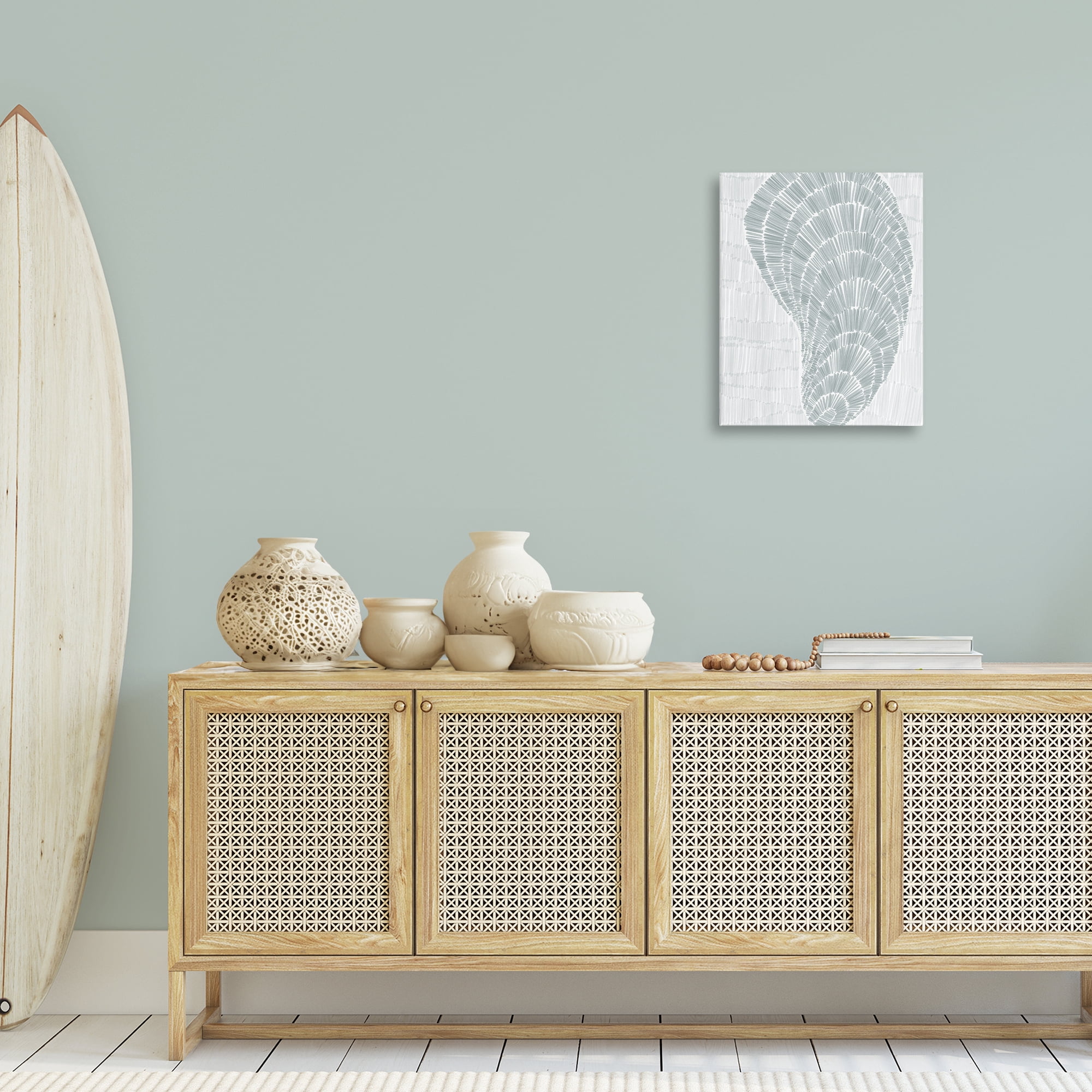 Stupell Industries Sketched Oyster Shell Nautical & Beach Painting Wrapped Canvas Art Print Wall Art, 16 x 20