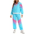 thumbnail image 4 of VBVC Women's Carnival 2 Piece Tracksuit,80s 90s Windbreaker Jacket and Jogger Pants,Colorblock Hip Hop Outfit For Women,Blue,Size S, 4 of 8
