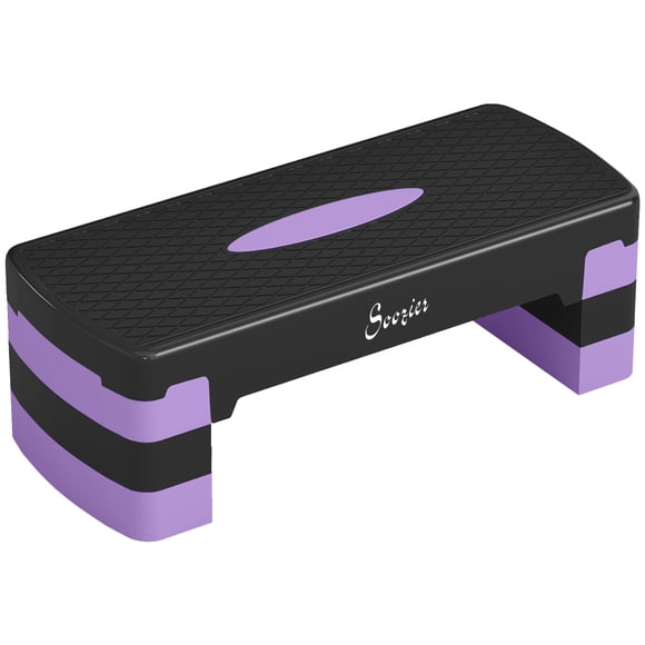 Soozier Aerobic Exercise Step Platform, Adjustable Aerobic Stepper, Purple