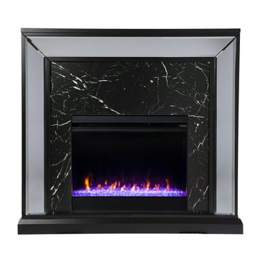 SEI Trandling Mirrored Faux Marble Color Changing Fireplace