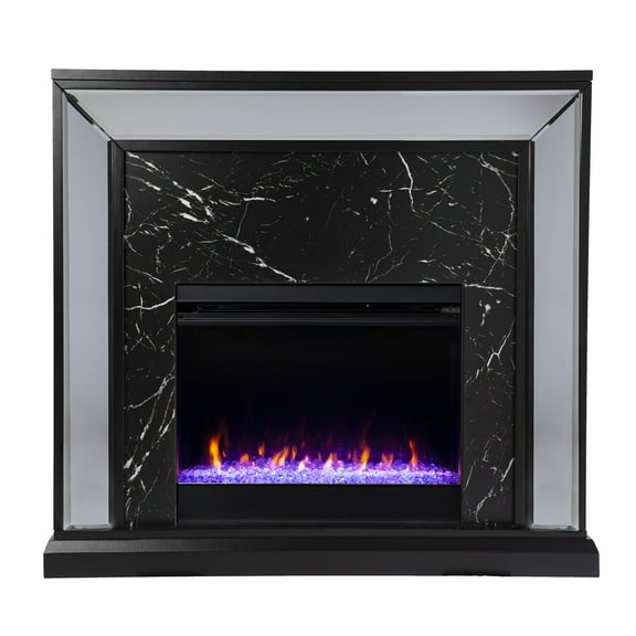 SEI Trandling Mirrored Faux Marble Color Changing Fireplace