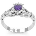 thumbnail image 5 of Claddagh Amethyst Diamond Ring In Solid 14k White Gold, 5 of 6