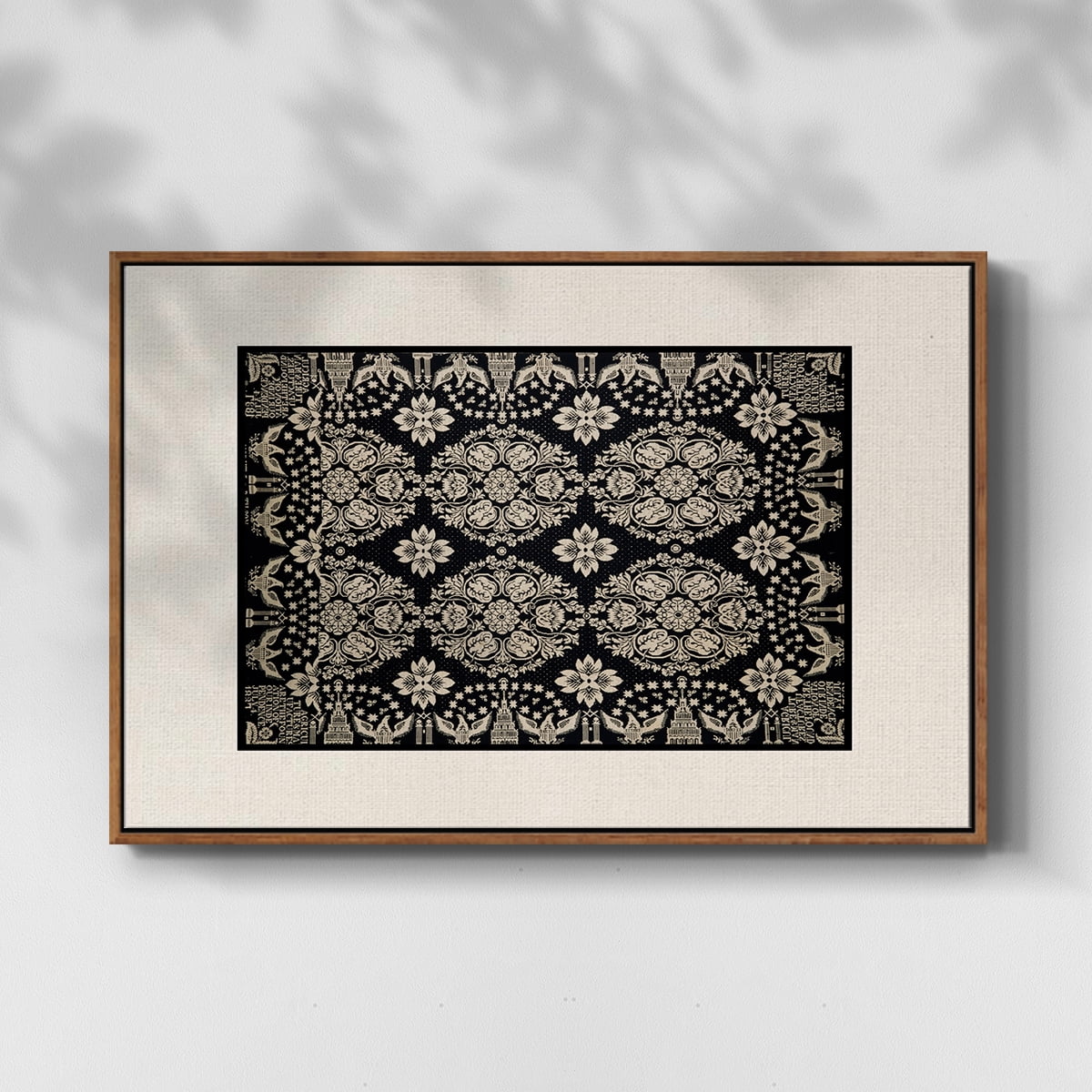 Vintage Abstract Print-XI Framed in Walnut Wood Gallery Wrapped Canvas 27 in. x 41 in.