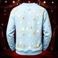 thumbnail image 4 of Mens Retro Autumn Carnival Halloween Candle Maple Leaf Graphic Cotton Blend Crewneck Sweatshirt Fall Festival Casual Long Sleeve Pullover Blue L, 4 of 4