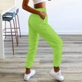 thumbnail image 3 of TQWQT Sweatpants Women Wide Leg Pants Casual Baggy High Waisted Drawstring Lounge Pants Fluorescent Green Joggers Trendy Summer Wide Leg Pants with Pockets Fluorescent Green L, 3 of 4