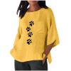 thumbnail image 7 of Gamivast Womens Tops Tees & Blouses Paw Print Loose Fit Boat Neck 3/4 Sleeve Tops Casual Tops Pocket Texture Summer Daily Vacation Outfits, 7 of 7