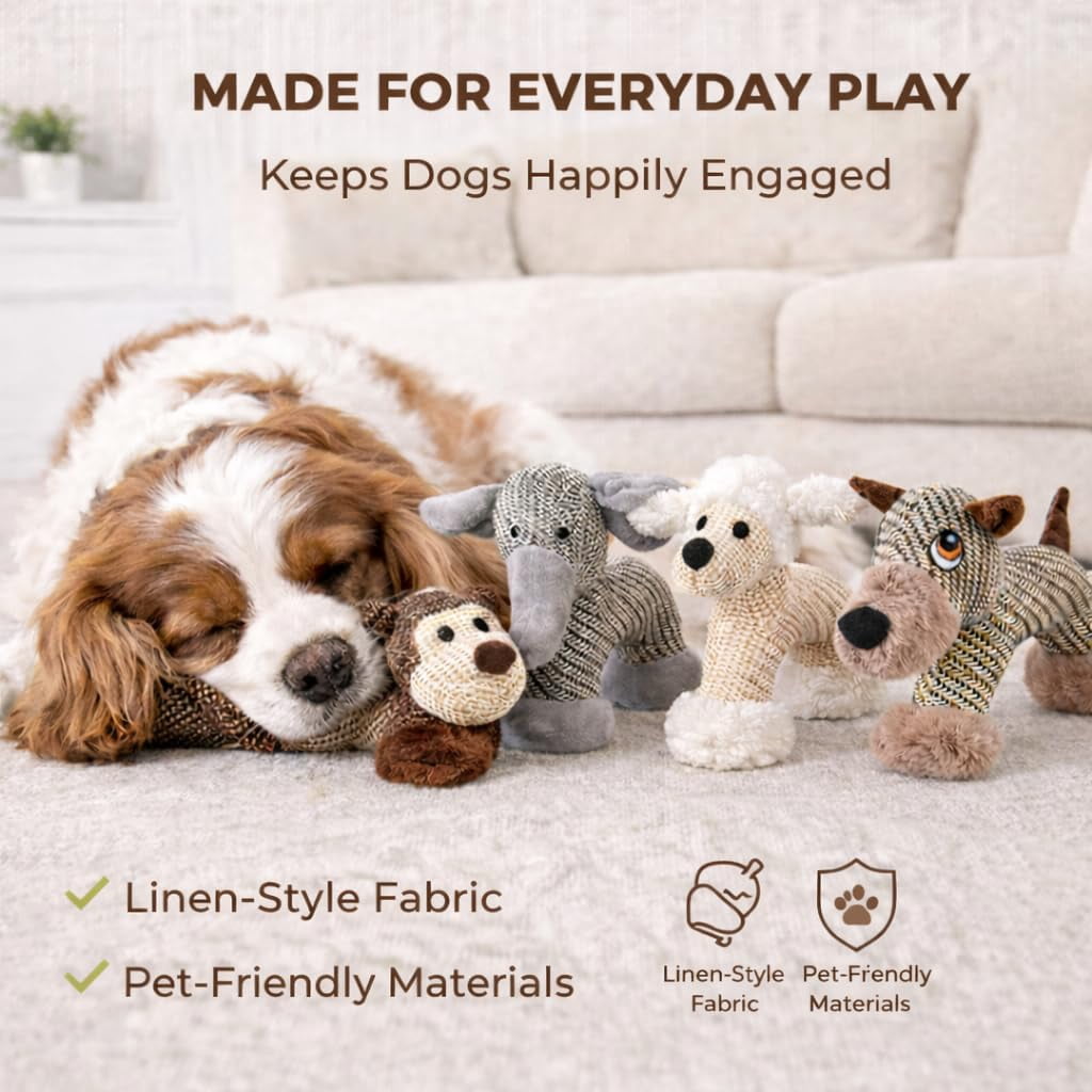 TOPLIU Squeaky Dog Chew Toy Durable Fabric Robust Interactive Play Teething Relief Boredom Anxiety Small Medium Dogs (11"x7.48")