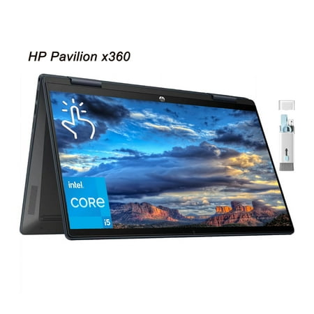 HP Pavilion x360 Touchscreen Laptop, 14" 2-in-1 FHD Display, Intel Core i5 1235U, 8GB RAM, 512GB SSD, Intel Iris Xe Graphics, Webcam, HDMI, Windows 11 Home in S Mode, Cefesfy Multifunctional Brush