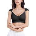 thumbnail image 4 of Alun Seamless Square Shoulder Bras for Women Wireless No Underwire Jelly Gel Light Support Comfort Bra Summer Lightweight Breathable Solid Color Bralettes 1-Black M, 4 of 4