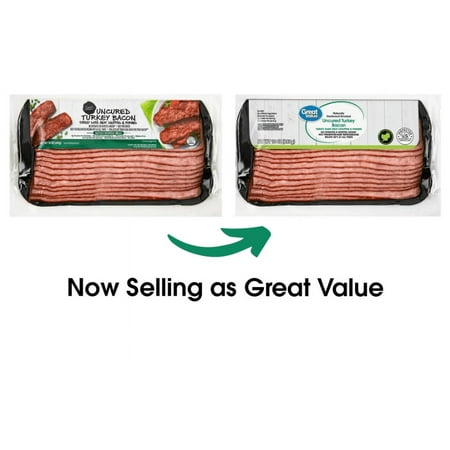 Great Value Naturally Hardwood Smoked Uncured Turkey Bacon, 10 oz