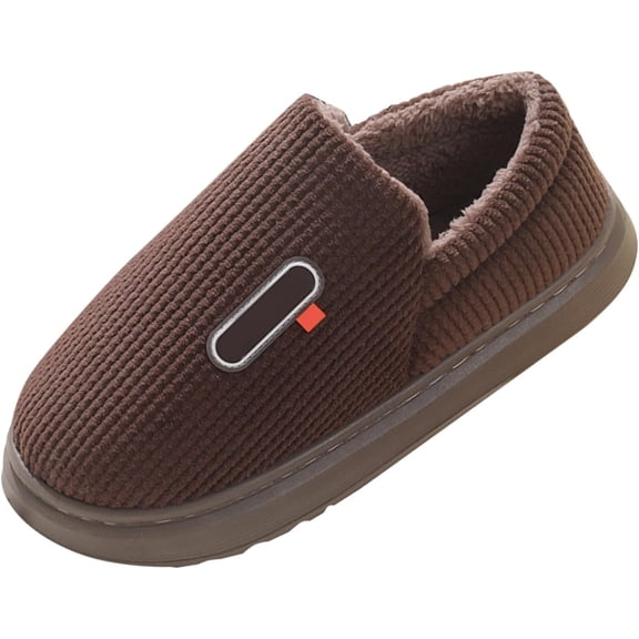 Mens Slippers Wide House Shoes Winter Thick-Soled Close Back Cotton Slippers for Indoor Outdoor Slippers for Men