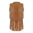 thumbnail image 4 of inhzoy Womens Western Cowgirl Tassels Vest Sleeveless Fringe Waistcoat Brown S, 4 of 8