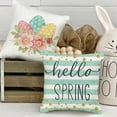 thumbnail image 5 of hofaaa Happy Easter Throw Pillow Covers 18x18 Set of 4 Hello Spring Bunny Eggs Stripes Home Decor for Couch G206-18, 5 of 6