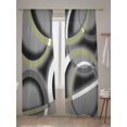 thumbnail image 5 of Sheer Curtains 84 Inches Long 2 Panels Set for Living Room, Sage Green Geometric Semi Sheer Curtains for Windows, Grey Retro Abstract Striped Art Voile Window Treatments Rod Pocket Curtain, 5 of 7
