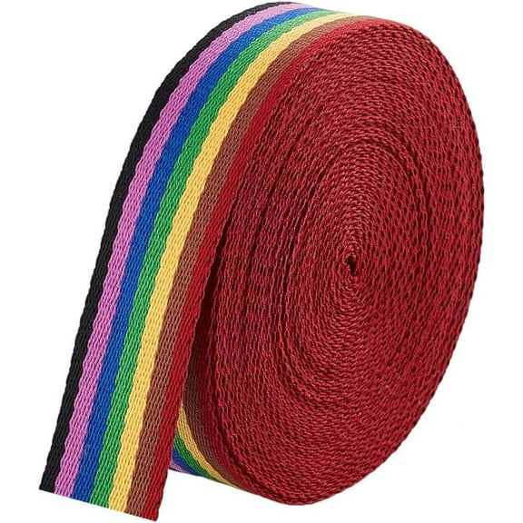 10 Yards Rainbow Striped Ribbon 1-1/2 Inch Wide Cotton Webbing Flat Webbing Rainbow Striped Pattern for Arts Crafts DIY Gift Wrapping Wedding Party Decoration Colorful Polycotton