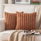 thumbnail image 1 of Pack of 2,Double-Sided Faux Fur Plush Decorative Throw Pillow Covers Fuzzy Striped Soft Pillowcase Cushion Covers for Sofa Couch Bedroom Brown 18x18 i, 1 of 4