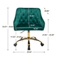thumbnail image 3 of Swivel Office Chair, Modern Velvet Tufted Upholstered Desk Chair with Golden Five-Star Base, 360°Swivel Height Adjustable Armchair Accent Chair for Living Room Bedroom Home Office, Green, 3 of 7