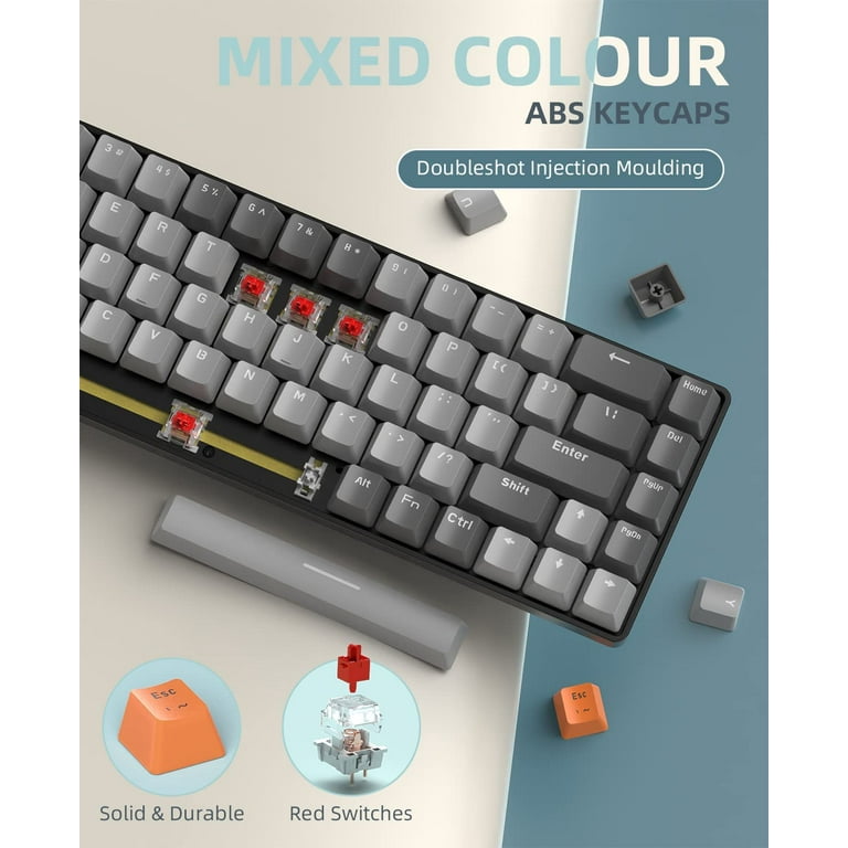 K68 Wireless Mechanical Computer Keyboard, 60% Compact 68 Keys