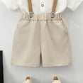 thumbnail image 6 of CAICJ98 Toddler Baby Boy Clothes Suit Gentleman Wedding Outfits, Formal Dress Shirt+Bowtie+Suspender Pants Little Boys Clothes (Khaki,5-6 Years), 6 of 6