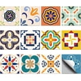 thumbnail image 1 of CHGCRAFT 36pcs 12 Styles Spanish Mediterranean Style Pattern Tile Stickers Waterproof Tile Stickers Square with Flower Pattern for Kitchen Bathroom Bedroom Wall Fireplace Floor Decoration, 1 of 7