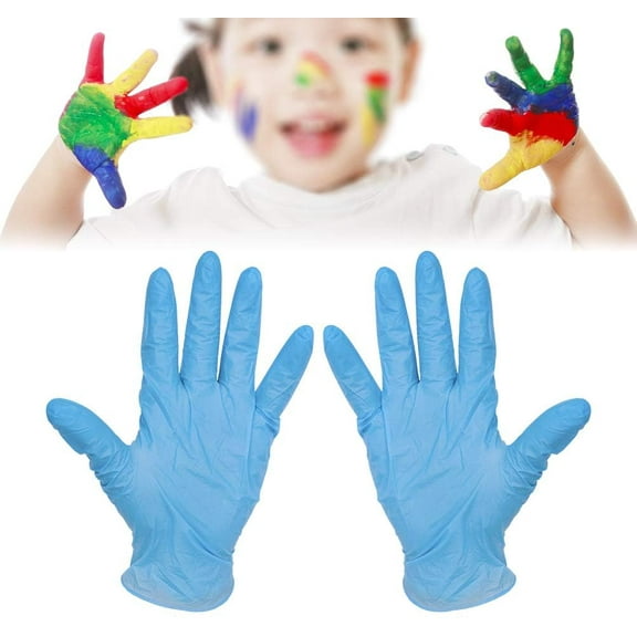 20 Pcs Nitrile Gloves Kids Gloves Disposable,for Kids 5-12 Years Crafting, Painting, Gardening - Blue